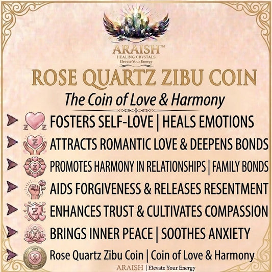 Rose Quartz Zibu Coin – Love, Healing & Universal Harmony.{With Certificate}