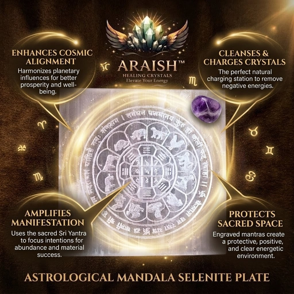 Astrological Mandala Selanite Plate {With Certificate}