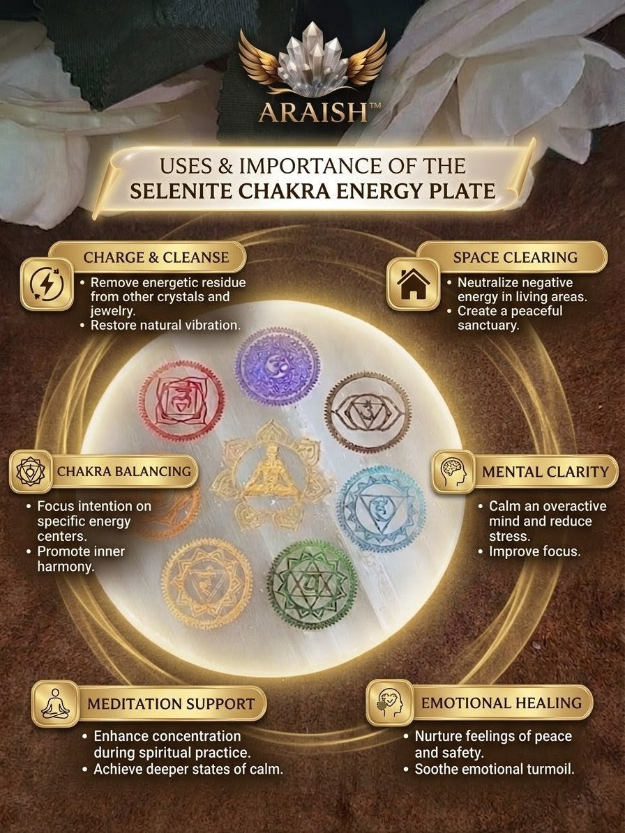 Original Selanite Chakra Energy Plate {With Certificate}