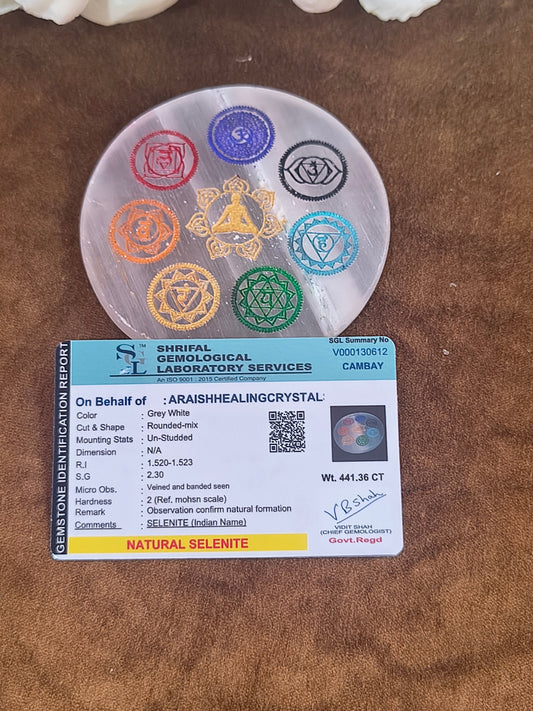 Original Selanite Chakra Energy Plate {With Certificate}