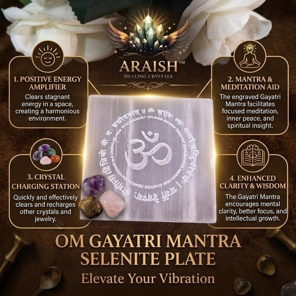 Om Gayatri Mantra Selanite Plate{With Certificate}