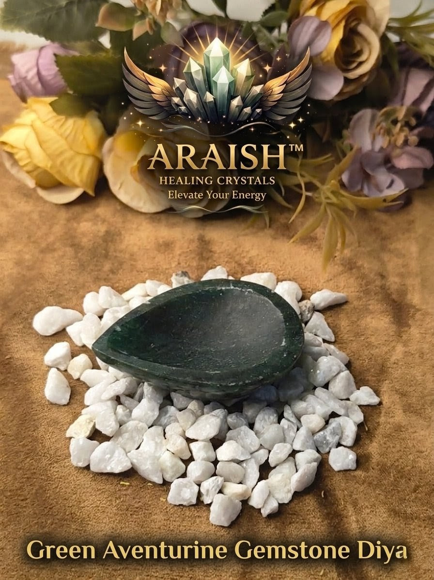 Green Aventurine Gemstone Diya – The Stone of Opportunity