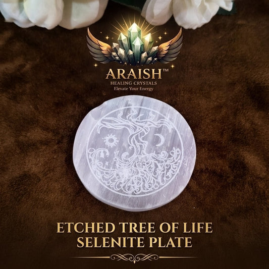 The Etched Tree of Life Selenite Plate {With Certificate}