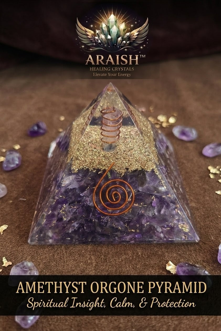 Amethyst Orgone Pyramid: Spiritual Insight, Calm, & Protection{With Certificate}