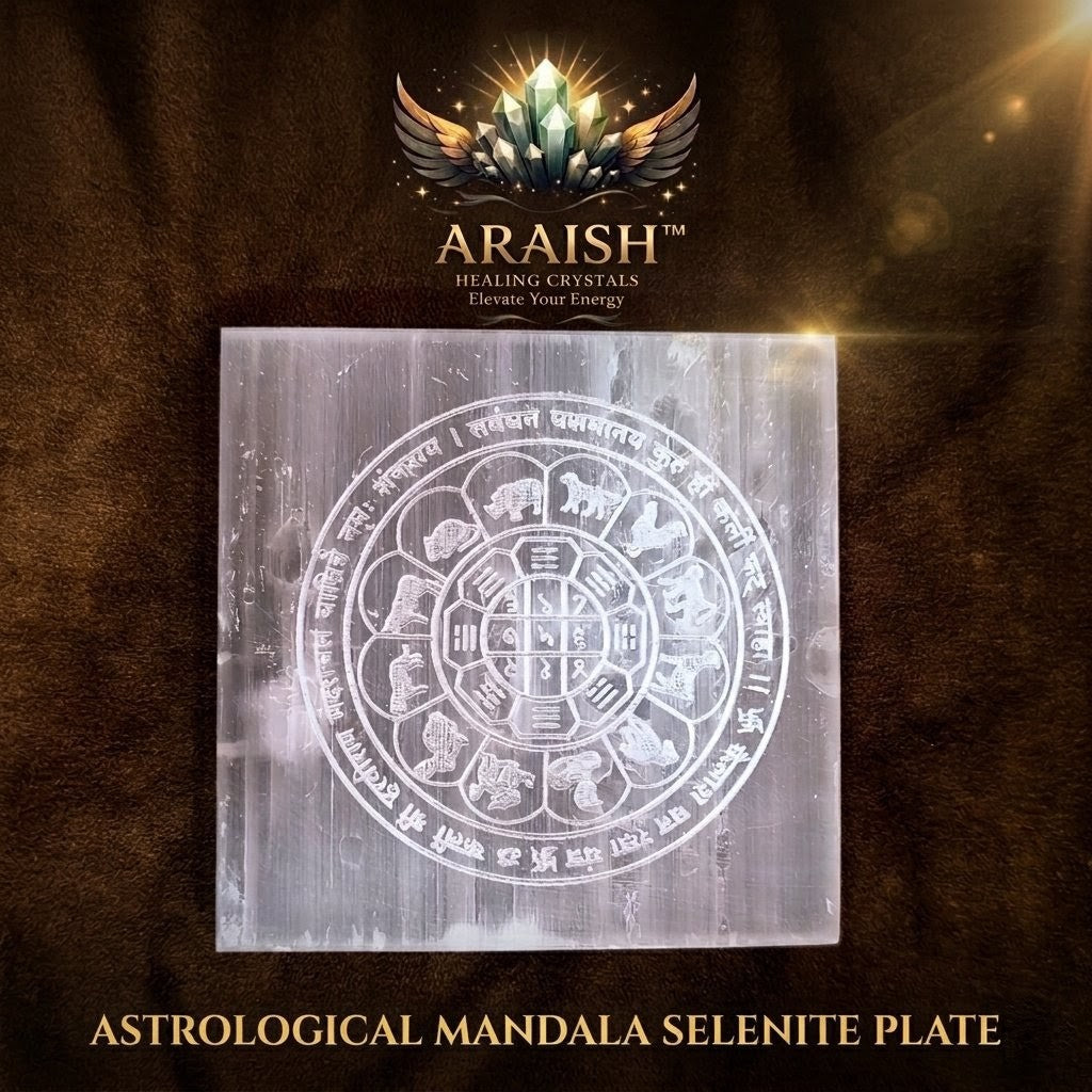 Astrological Mandala Selanite Plate {With Certificate}