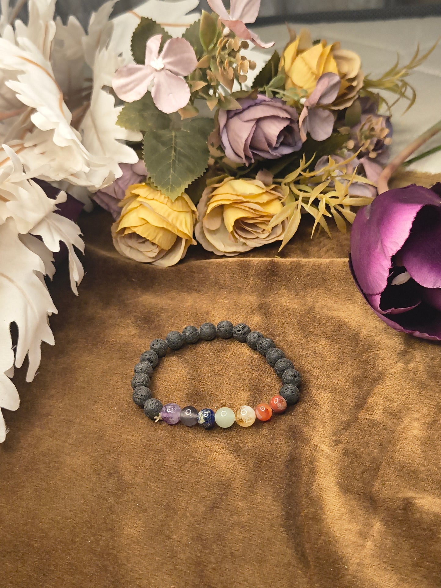 Lava Stone Chakra Bracelet: Balance & Grounding {With Certificate}