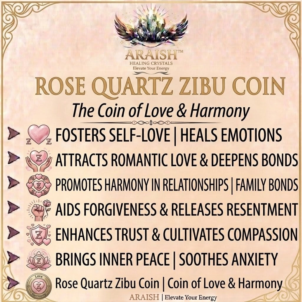 Rose Quartz Zibu Coin – Love, Healing & Universal Harmony.{With Certificate}