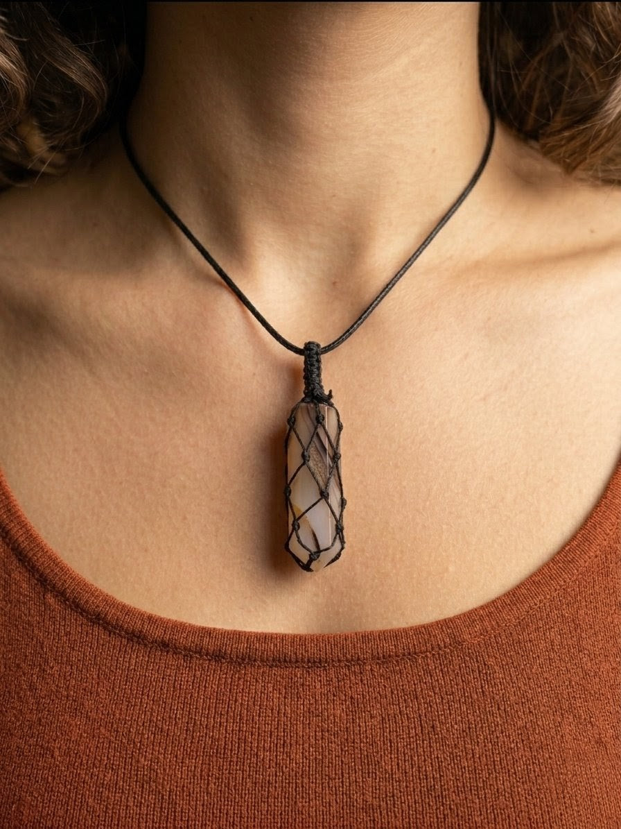 Agate Stability Pendant – Grounding, Calm, Strength.  (without chain)