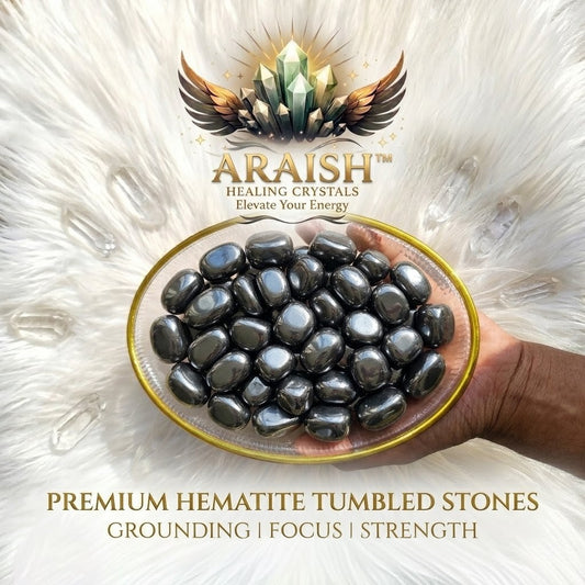 Premium Hematite Tumbled Stones – Grounding, Focus & Strength