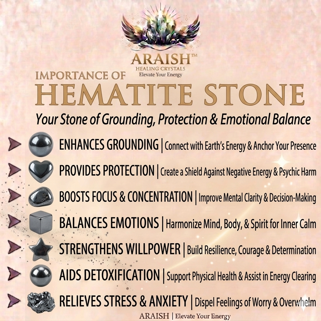 Premium Hematite Tumbled Stones – Grounding, Focus & Strength