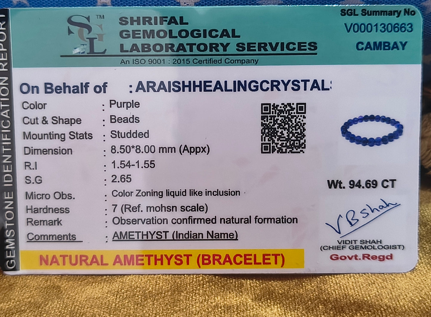 Amethyst Bracelet - "Wear your peace of mind." {With certificate}