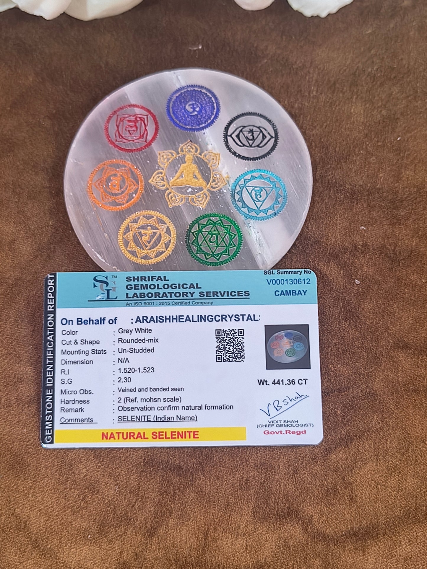 Original Selanite Chakra Energy Plate {With Certificate}