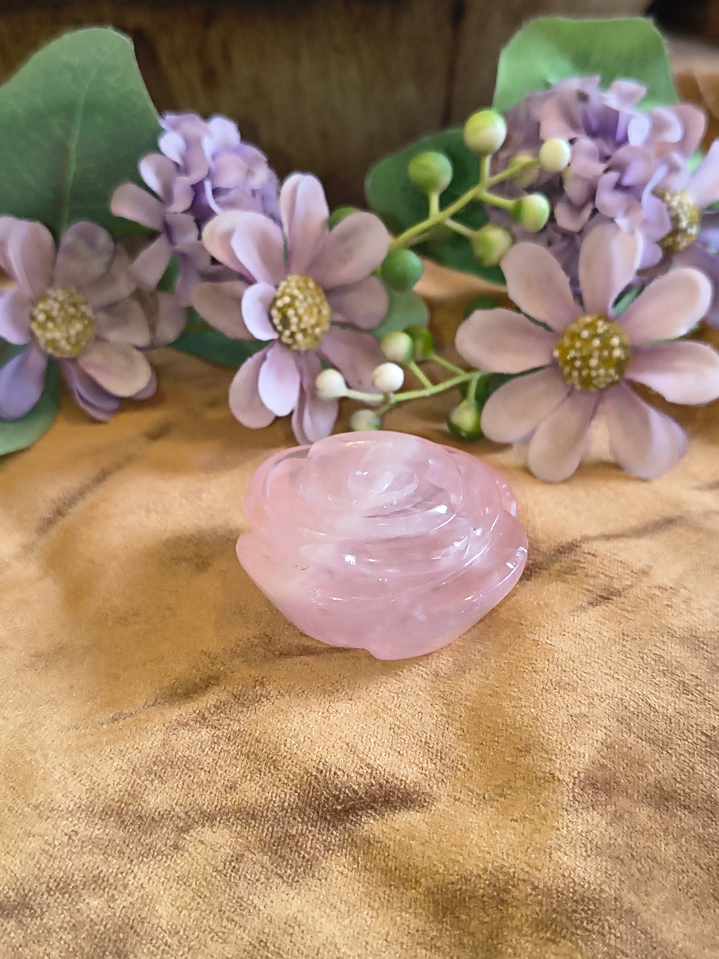 Rose Quartz Hand-Carved Eternal Rose (Apx 86 grams)